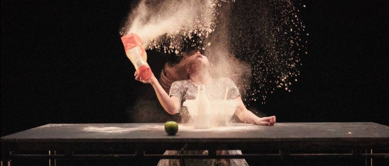 Bernadette image dancer on the floor and flour in the air